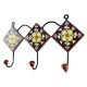 Ceramic Floral Tile Wall Hook in Dark Brown